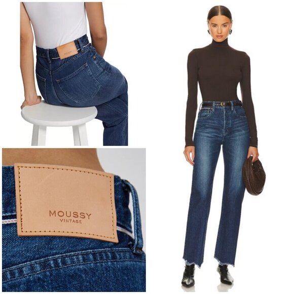 💕MOUSSY VINTAGE💕 Wide Straight Cropped Jeans ~ Dark Blue 30 NWT - Picture 1 of 16